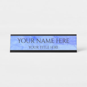 Light grungy blue simple professional modern desk name plate