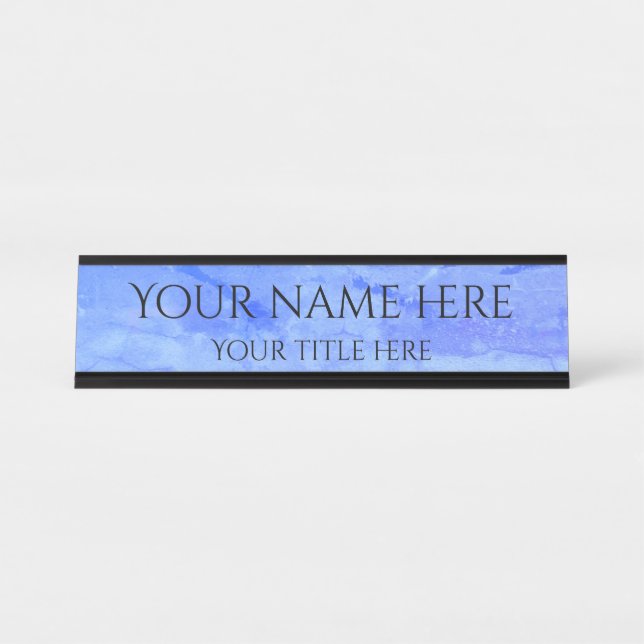 Light grungy blue simple professional modern desk name plate (Front)