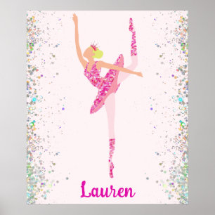 Light Hair Pink Glitter Dress Pirouette Ballerina Poster
