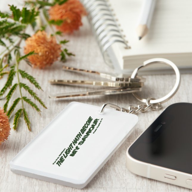 Light Hath Become My Saviour - Green Key Ring (Front Right)