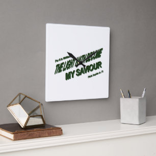 Light Hath Become My Saviour - Green Square Wall Clock