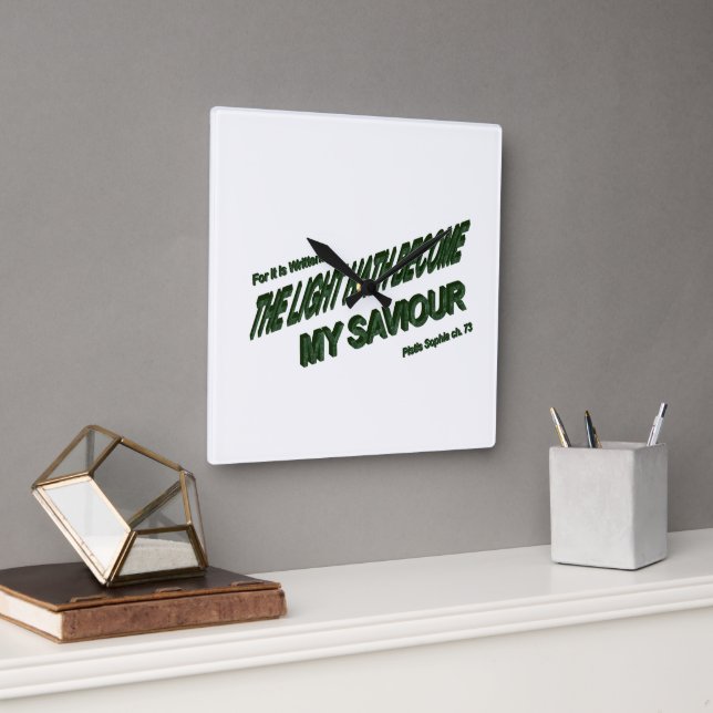 Light Hath Become My Saviour - Green Square Wall Clock (Office)