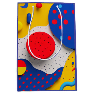 Light-hearted 3D shapes in red, yellow and blue Medium Gift Bag