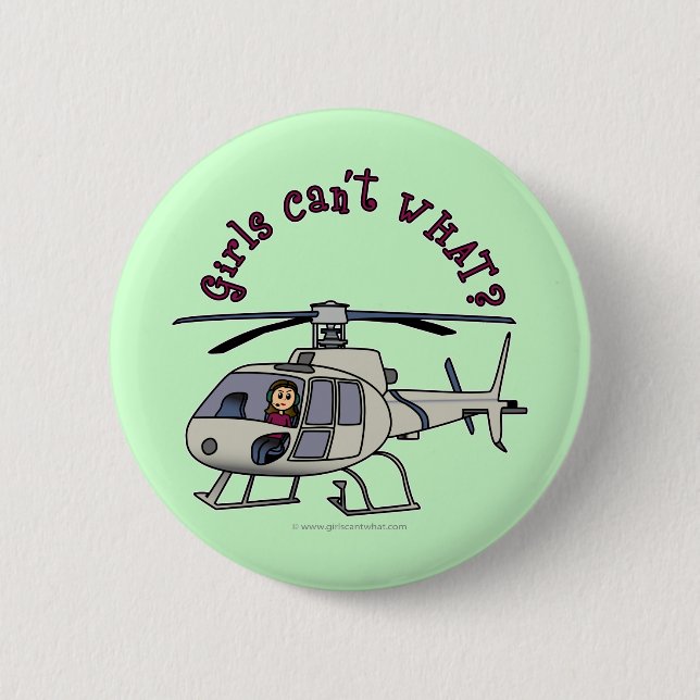 Light Helicopter Pilot Girl 6 Cm Round Badge (Front)