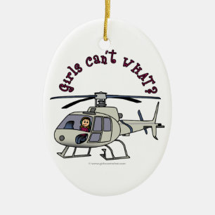 Light Helicopter Pilot Girl Ceramic Tree Decoration