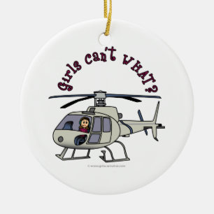 Light Helicopter Pilot Girl Ceramic Tree Decoration