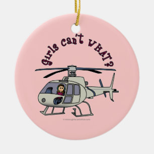 Light Helicopter Pilot Girl Ceramic Tree Decoration