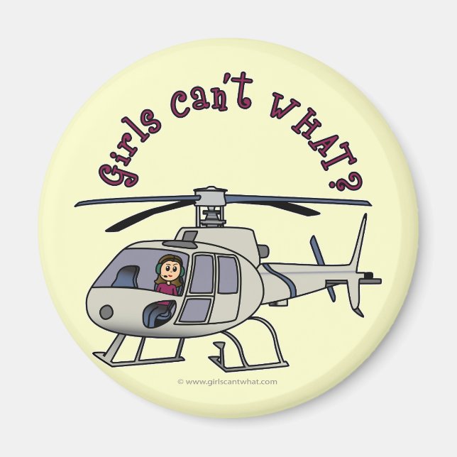 Light Helicopter Pilot Girl Magnet (Front)