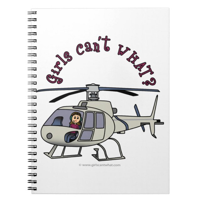 Light Helicopter Pilot Girl Notebook (Front)