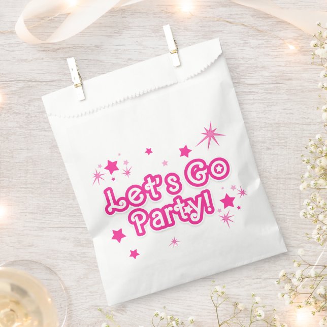 Light & Hot Pink Sparkle Stars Let's Go Party Favour Bags (Clipped)