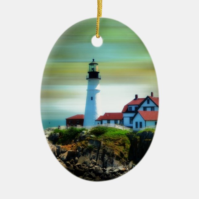 Light House Portland Headlight Ceramic Tree Decoration (Front)