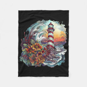 Light House Seaside House Sailing Boating Sea Ligh Fleece Blanket