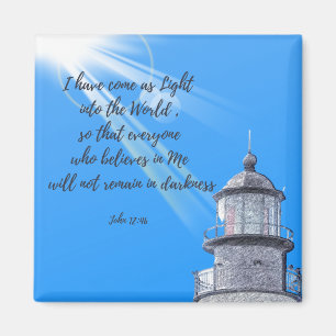 Light house with John 12:46 Magnet