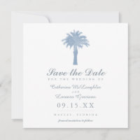 Light Hydrangea Blue Palm Tree Watercolor Wedding
