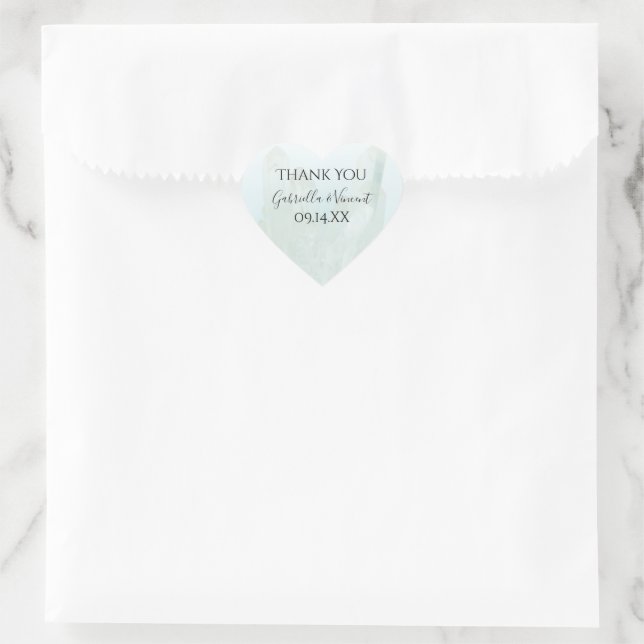 Light Ice Blue Crystal Wedding Thank You Favour Ta Heart Sticker (Bag)