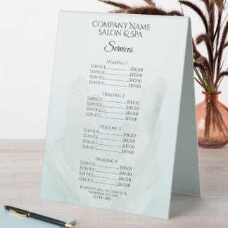 Light Ice Blue Crystals Spa Salon Services Menu