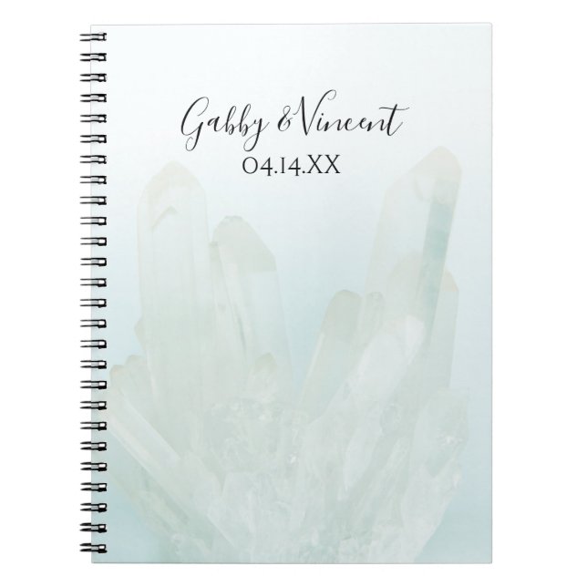 Light Ice Blue Crystals Wedding Guest Book (Front)