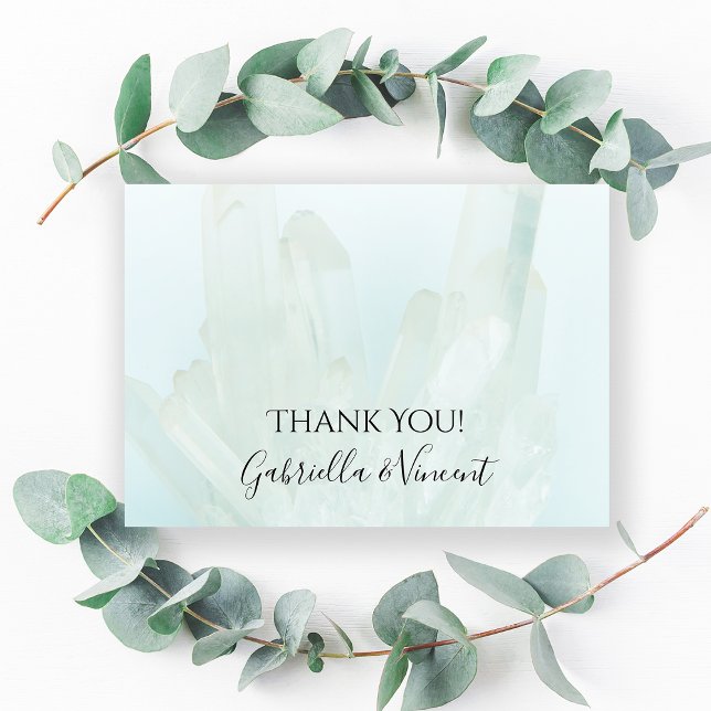 Light Ice Blue Crystals Wedding Thank You Card (Creator Uploaded)