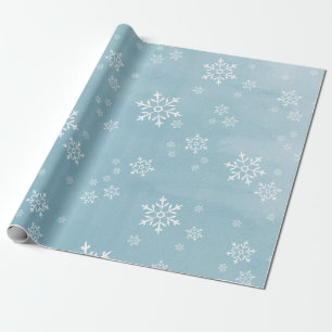 Light Ice Blue Watercolor Snowflake Wrapping Paper
