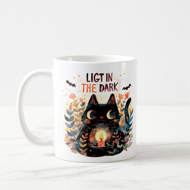 Light in the Dark – Candle Cat Coffee Mug (Left)