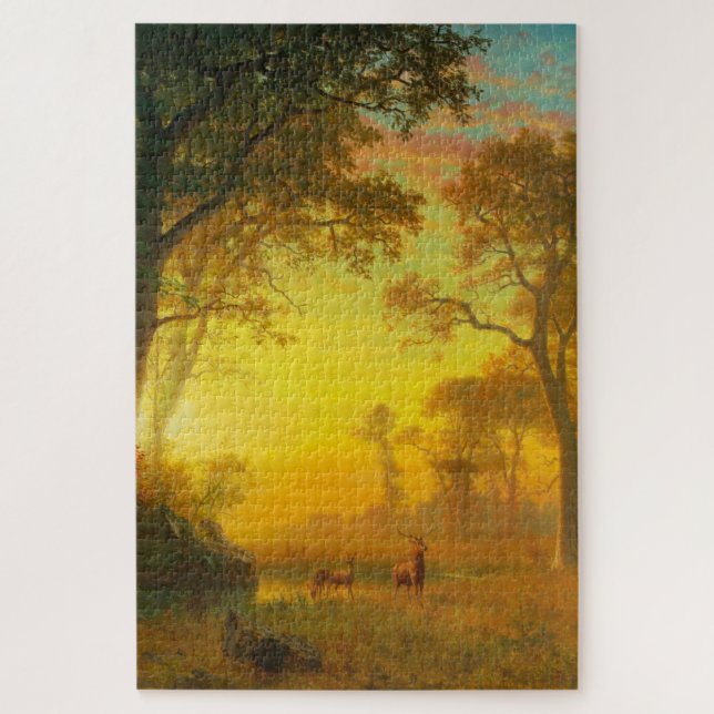 Light in the Forest (by Albert Bierstadt) Jigsaw Puzzle (Vertical)