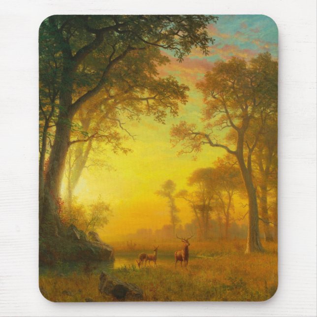 Light in the Forest (by Albert Bierstadt) Mouse Mat (Front)