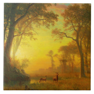 Light in the Forest (by Albert Bierstadt) Tile