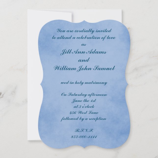 Light Indigo Blue Parchment Invitation (Front)