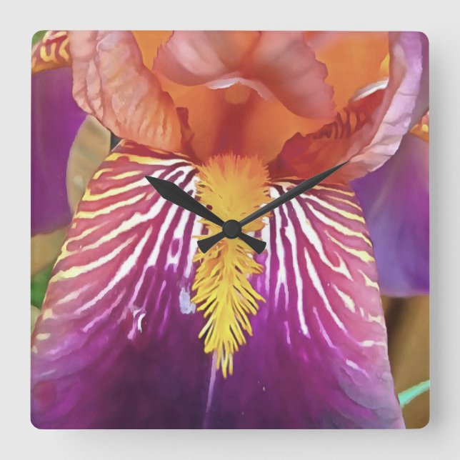 Light Iris Macro Artistic Abstract Square Wall Clock (Front)