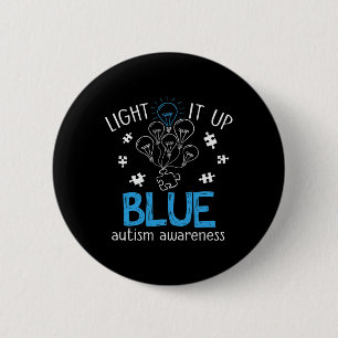 Light It Up Autism Puzzle Piece (blue) 6 Cm Round Badge