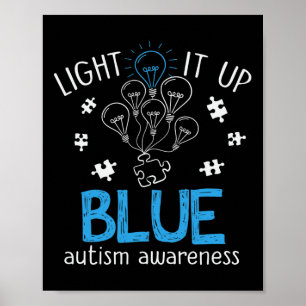 Light It Up Autism Puzzle Piece (blue) Poster