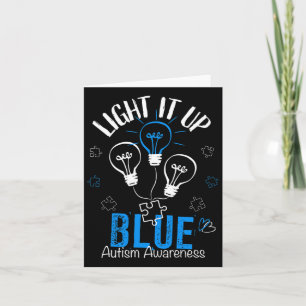 Light It Up Blue Autism Awareness Autistic Puzzle  Card