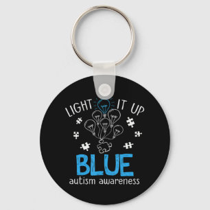 Light It Up Blue Autism Awareness Autistic Puzzle Key Ring