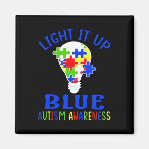 Light It Up Blue Autism Awareness Autistic Puzzle  Magnet