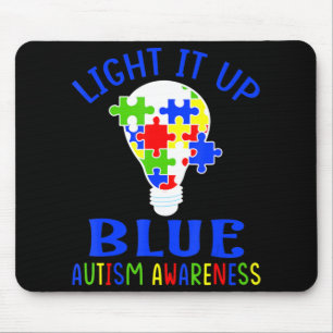 Light It Up Blue Autism Awareness Autistic Puzzle  Mouse Mat