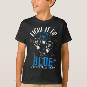 Light It Up Blue Autism Awareness Autistic Puzzle T-Shirt