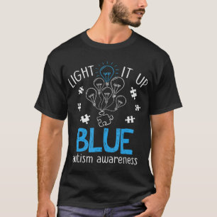 Light It Up Blue Autism Awareness Autistic Puzzle  T-Shirt