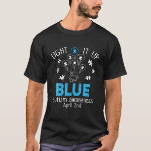 Light It Up Blue Autism Awareness Autistic Puzzle T-Shirt