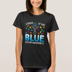 Light It Up Blue Autism Awareness Autistic Puzzle T-Shirt