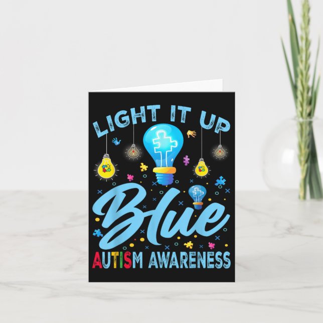 Light It Up Blue Autism Awareness  Card (Front)