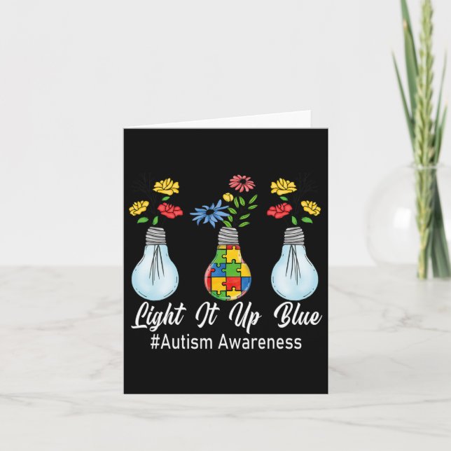 Light It Up Blue Autism Awareness Lamp Puzzle Mess Card (Front)