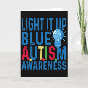 Light It Up Blue Autism Awareness Men Women Kids 3 Card