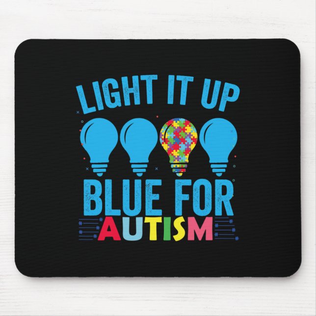 Light It Up Blue Autism Awareness Month 1  Mouse Mat (Front)