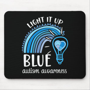 Light It Up Blue Autism Awareness Month Rainbow Pu Mouse Mat