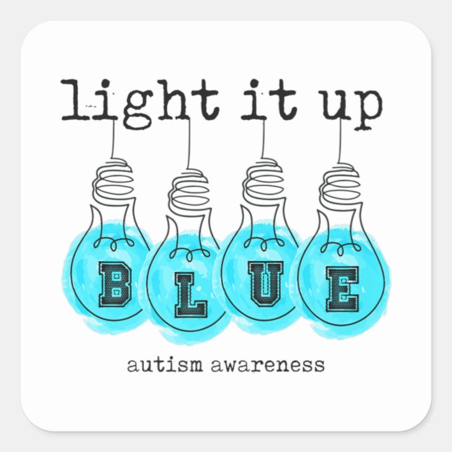 Light It Up Blue Autism Awareness Premium T-Shirt1 Square Sticker (Front)