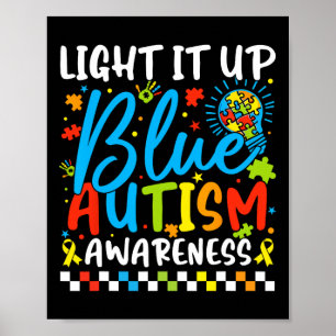 Light It Up Blue Autism Awareness Puzzle Men Women Poster