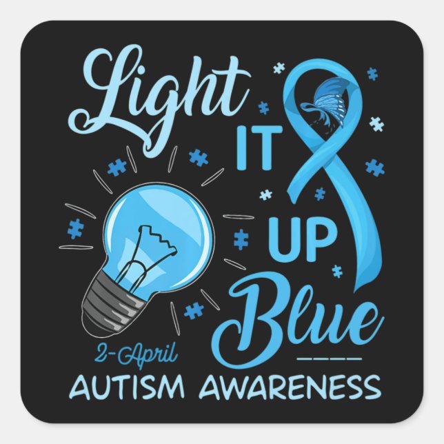Light It Up Blue Autism Awareness Puzzle Men Women Square Sticker (Front)