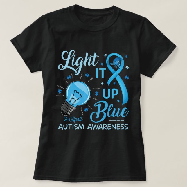 Light It Up Blue Autism Awareness Puzzle Men Women T-Shirt (Design Front)