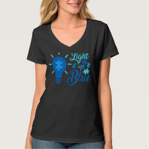 Light It Up Blue Autism Awareness Puzzle Piece Ri T-Shirt