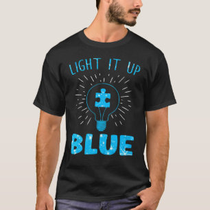 Light It Up Blue Autism Awareness Puzzle Piece Ri T-Shirt